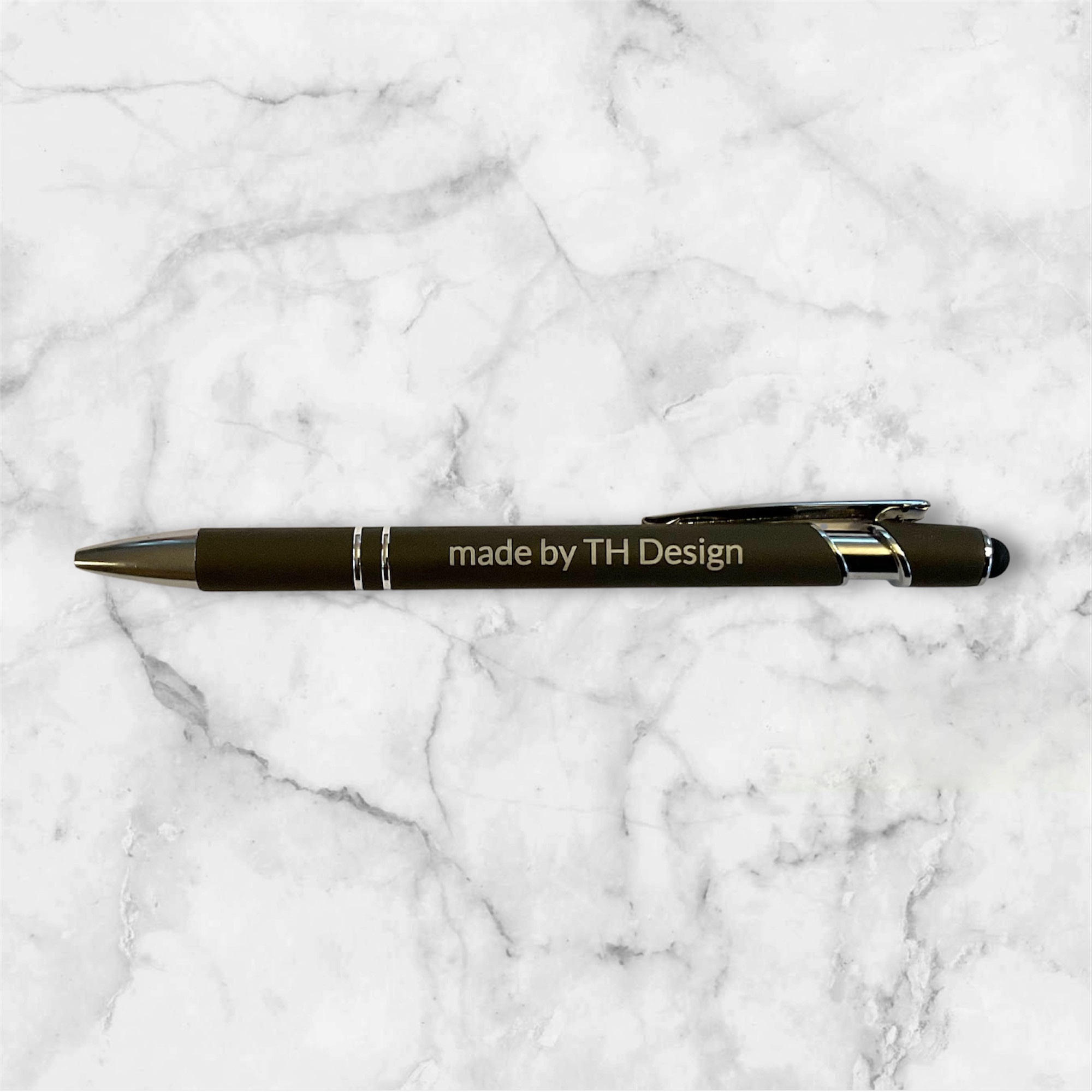 Stylus-Kugelschreiber grau mit Gravur