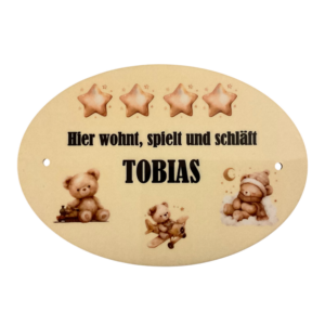 Ovales Türschild personalisiert - 127 x 88 mm