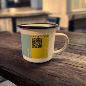 Emaille-Fototasse mit farbigem Rand - individuell gestalten (10 oz)