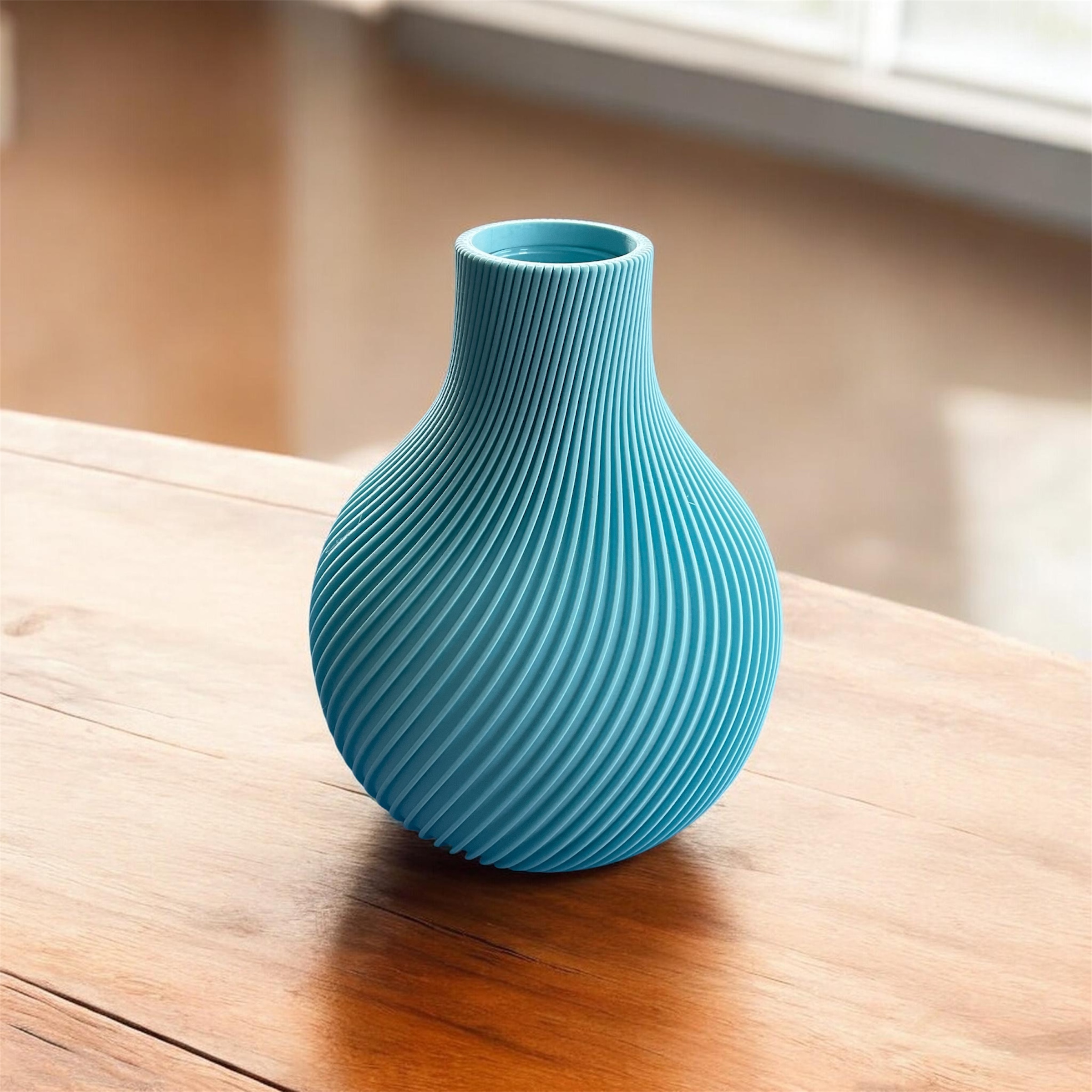 Fluted Dahlie – Gerippte Design-Vase in Ice-Blue | 3D-gedruckt – Bild 2