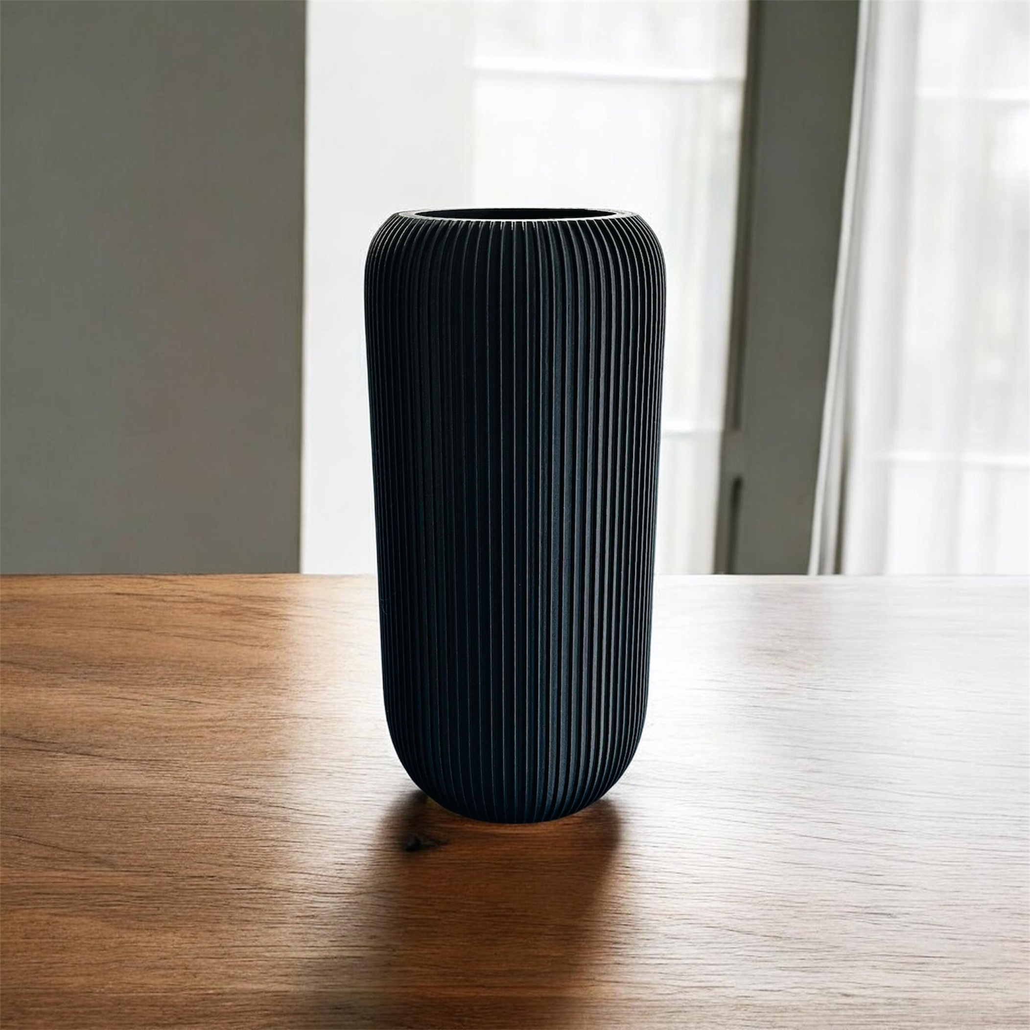 Fluted Iris – Gerippte Design-Vase in Schwarz | 3D-gedruckt – Bild 3